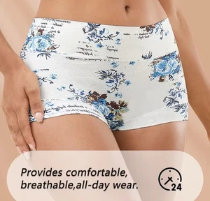4 PCs Comfortable Floral Briefs With Full Coverage For Women