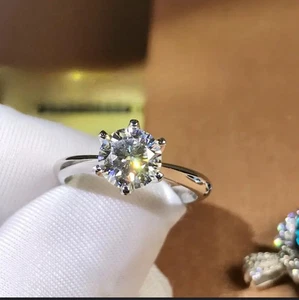 Ethic Diam 1Pcs RS6.5mm 1.00ct Engagement Ring 6-sprong Moissanite For Women